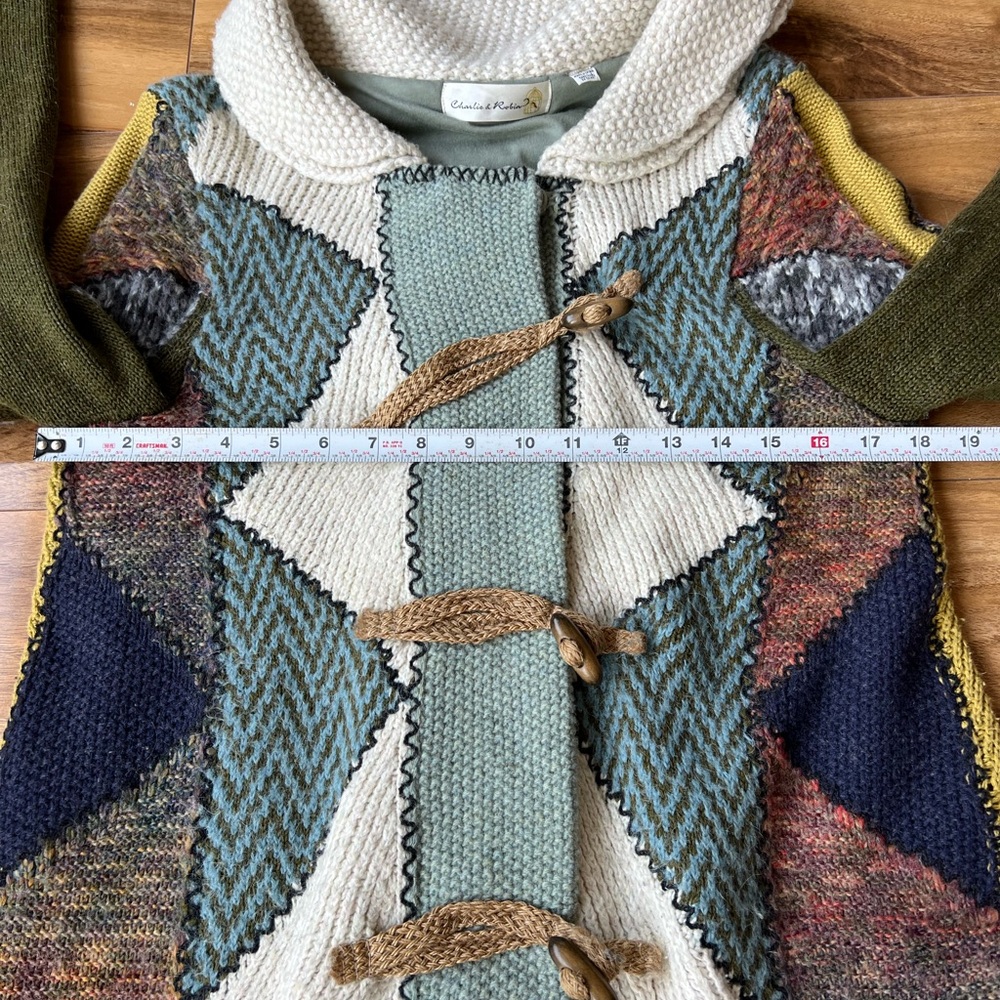 Anthropologie Patchwork Wool Alpaca Mohair blend Cardigan , - Picture 8 of 15